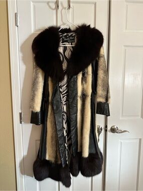 Vintage Custom Stanley Rich Black and Cream Mink Coat